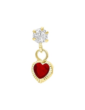 Arete de corazón Joyería M De Leon de oro amarillo 10 K con acabado brillante zirconia