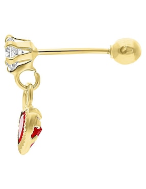 Arete de corazón Joyería M De Leon de oro amarillo 10 K con acabado brillante zirconia