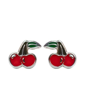 Broqueles de cereza Mardia de plata P 925 con acabado esmaltado
