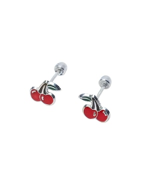 Broqueles de cereza Mardia de plata P 925 con acabado esmaltado
