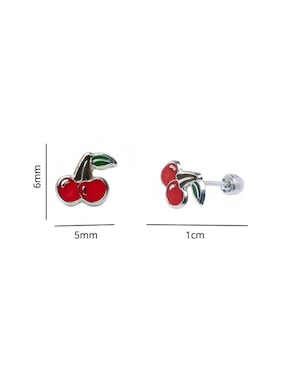 Broqueles de cereza Mardia de plata P 925 con acabado esmaltado