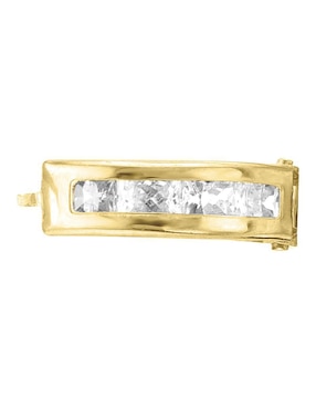 Aretes huggies Joyería M de Leon de oro amarillo 10 K con acabado brillante zirconia