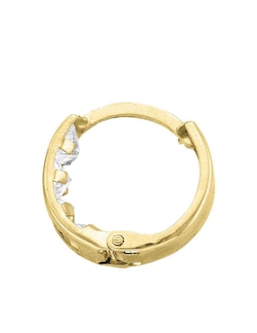 Aretes huggies Joyería M de Leon de oro amarillo 10 K con acabado brillante zirconia