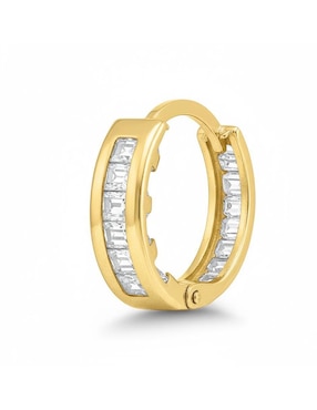 Aretes huggies Joyería M de Leon de oro amarillo 10 K con acabado brillante zirconia