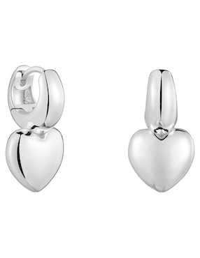 Aretes cortos de corazón Tous Flechazo de plata P 925 con acabado brillante