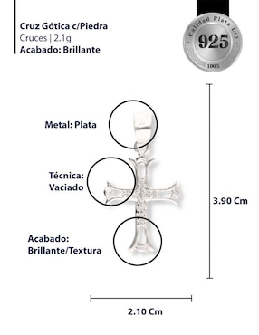 Dije de cruz Enjoya de plata P 925 circonita