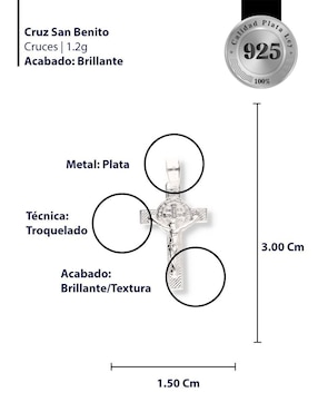 Dije de cruz Enjoya San Benito de plata P 925