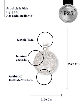 Dije redondo Enjoya Love de plata P 925 circonita
