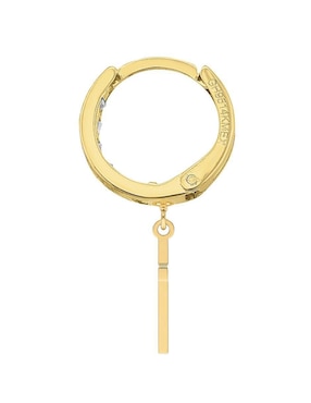 Huggie individual de cruz Joyería M de Leon de oro 10 K con acabado brillante zirconia