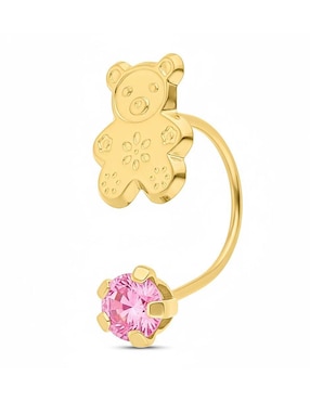 Broquel individual de oso Joyería M de Leon de oro 10 K con acabado brillante zirconia