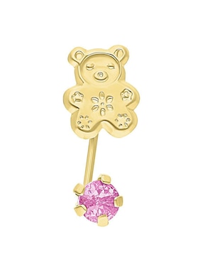 Broquel individual de oso Joyería M de Leon de oro 10 K con acabado brillante zirconia