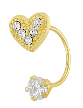 Broquel individual de corazón Joyería M de Leon de oro 10 K zirconia