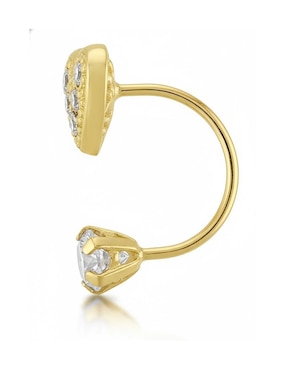 Broquel individual de corazón Joyería M de Leon de oro 10 K zirconia