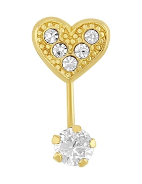 Broquel individual de corazón Joyería M de Leon de oro 10 K zirconia