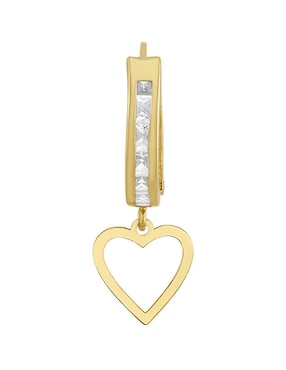 Huggie individual de corazón Joyería M de Leon de oro 10 K con acabado brillante zirconia