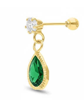 Broquel individual de gota Joyería M de Leon de oro 10 K con acabado brillante zirconia