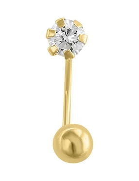 Broquel individual Joyería M de Leon de oro 10 K con acabado brillante zirconia