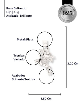 Dije de rana Enjoya Naturaleza de plata P 925 circonita