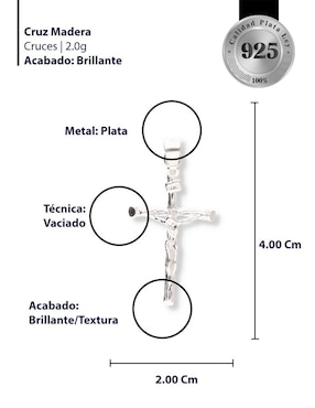 Dije de cruz Enjoya Cristo de plata P 925