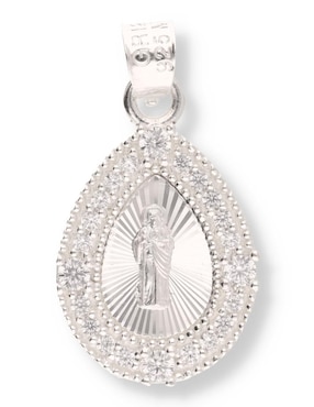 Dije de gota Enjoya San Judas Tadeo de plata P 925 circonita