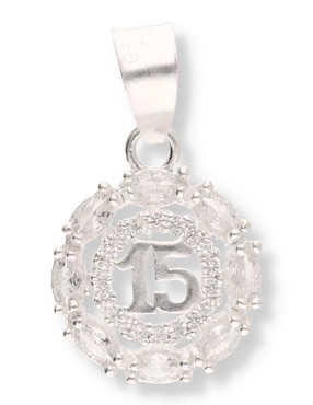 Dije redondo Enjoya Love de plata P 925 circonita