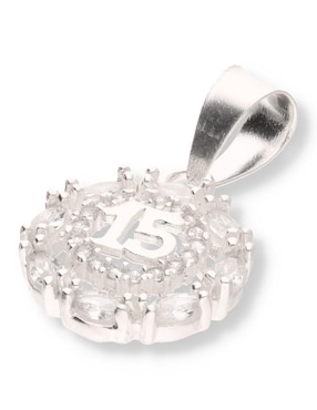 Dije redondo Enjoya Love de plata P 925 circonita