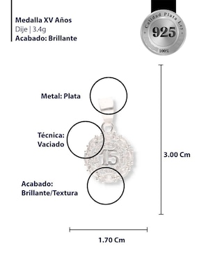 Dije redondo Enjoya Love de plata P 925 circonita