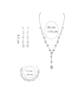 Aretes, collar y pulsera Belug cristal