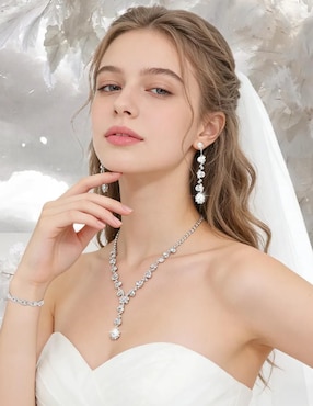Aretes, collar y pulsera Belug cristal