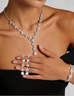 Aretes, collar y pulsera Belug cristal