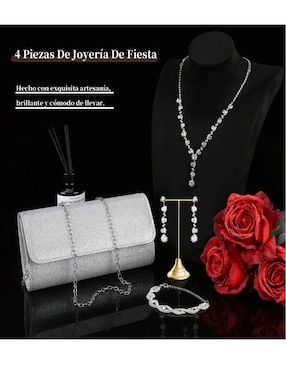 Aretes, collar y pulsera Belug cristal