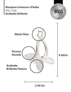 Dije de Mariposa Enjoya Naturaleza de Plata P 925