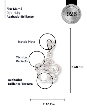 Dije de Flor Enjoya Love de plata P 925