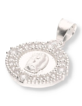 Dije redondo Enjoya Religioso Virgen de Guadalupe de plata P 925