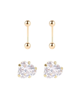 Set de aretes Mancini de oro 10 K con acabado brillante zirconia