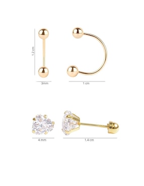 Set de aretes Mancini de oro 10 K con acabado brillante zirconia
