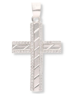 Dije de cruz Enjoya Cristo de plata P 925 circonita