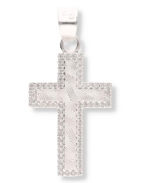 Dije de cruz Enjoya Cristo de plata P 925 circonita