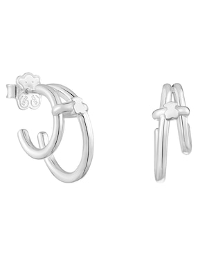 Aretes de aro Tous Straight de plata P 925 con acabado brillante