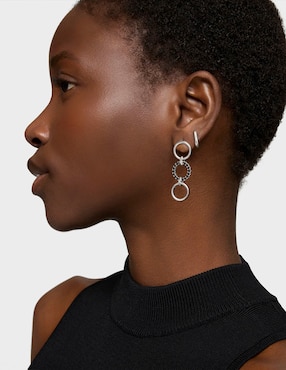 Aretes largos circulares Tous Straight de Plata P 925 con acabado brillante espinela