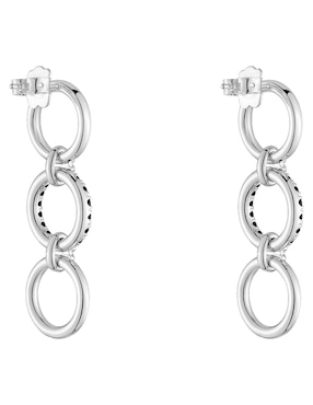 Aretes largos circulares Tous Straight de Plata P 925 con acabado brillante espinela