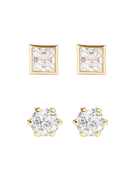 Set de aretes Mancini de oro 10 K con acabado brillante zirconia