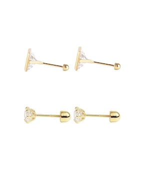 Set de aretes Mancini de oro 10 K con acabado brillante zirconia