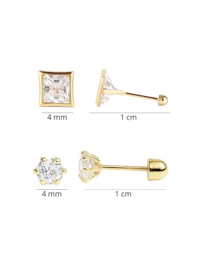 Set de aretes Mancini de oro 10 K con acabado brillante zirconia