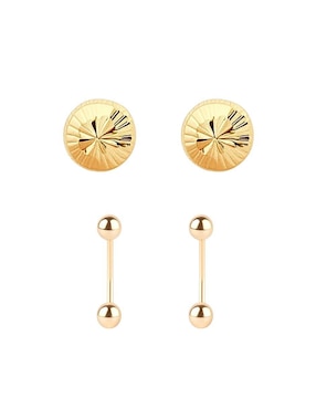 Set de aretes Mancini de oro 10 K con acabado diamantado