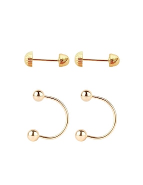 Set de aretes Mancini de oro 10 K con acabado diamantado