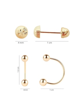 Set de aretes Mancini de oro 10 K con acabado diamantado