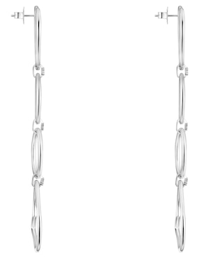 Aretes largos irregulares Tous Straight de plata P 925 con acabado brillante