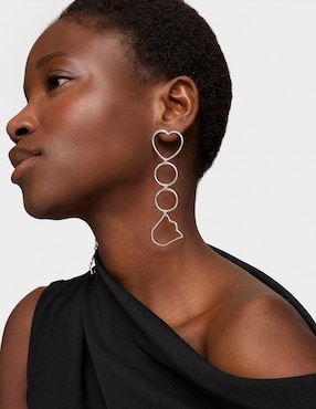 Aretes largos irregulares Tous Straight de plata P 925 con acabado brillante