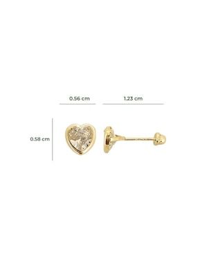 Broqueles de corazón Punto Metálico de oro amarillo 10 K con acabado pulido zirconia